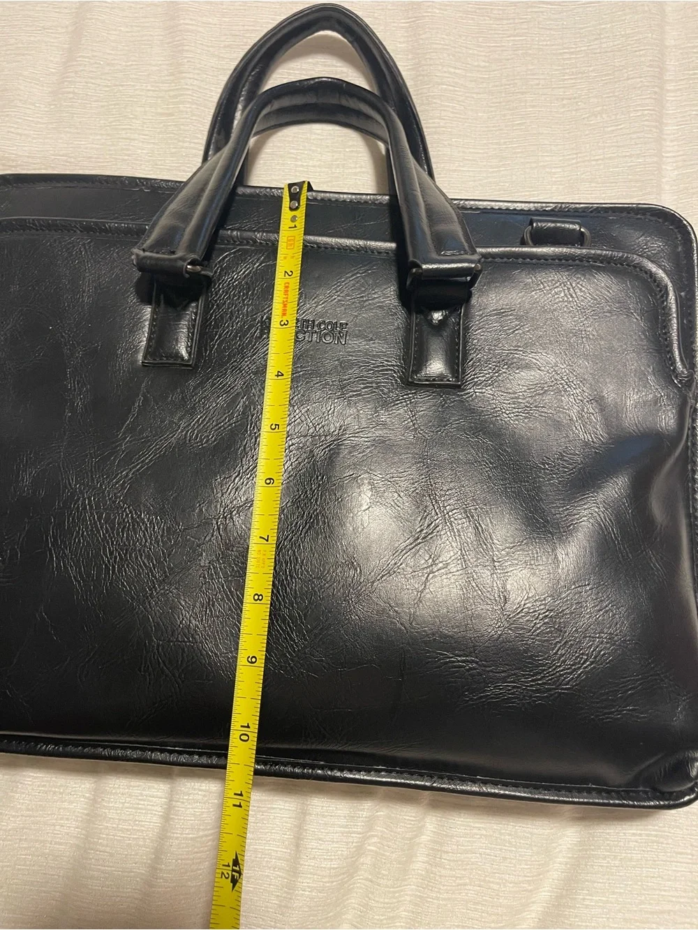 Kenneth Cole Reaction Black Leather Briefcase Carry Bag